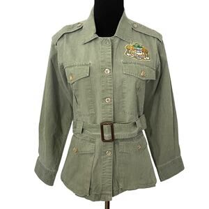 Vintage 80s Mount Kenya Safari Club African Safari Jacket Womens S Utility Cargo
